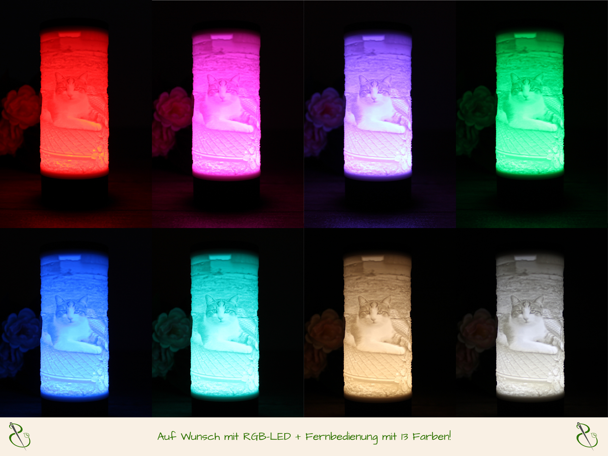 Lithophane Fotoleuchte 12,5cm mit wählbarem LED Leuchtmittel