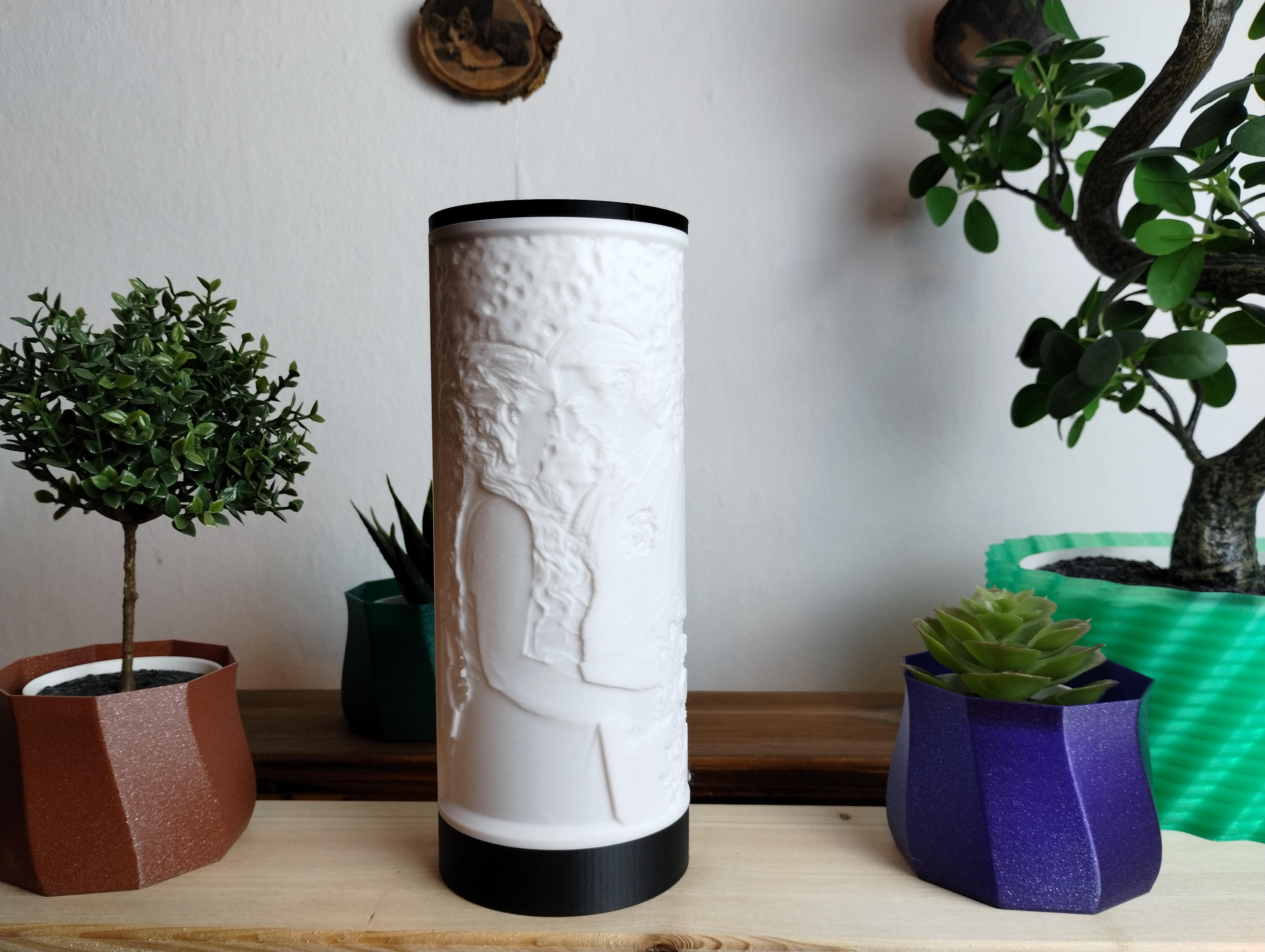 Lithophane Fotoleuchte 21cm mit USB LED Leuchtmittel (1-2 Fotos)