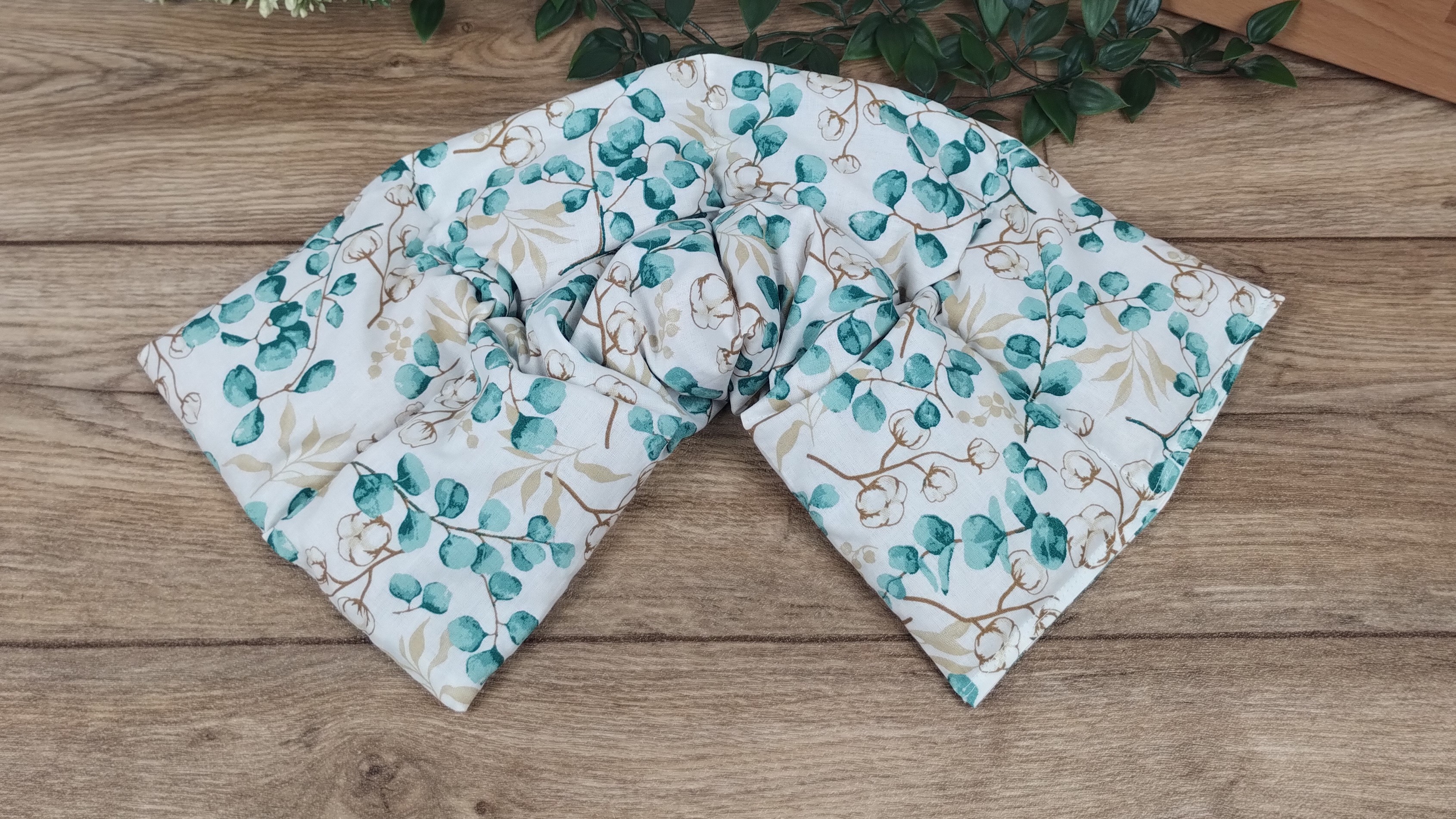 Körnerkissen Eucalyptus Weiß/Türkis