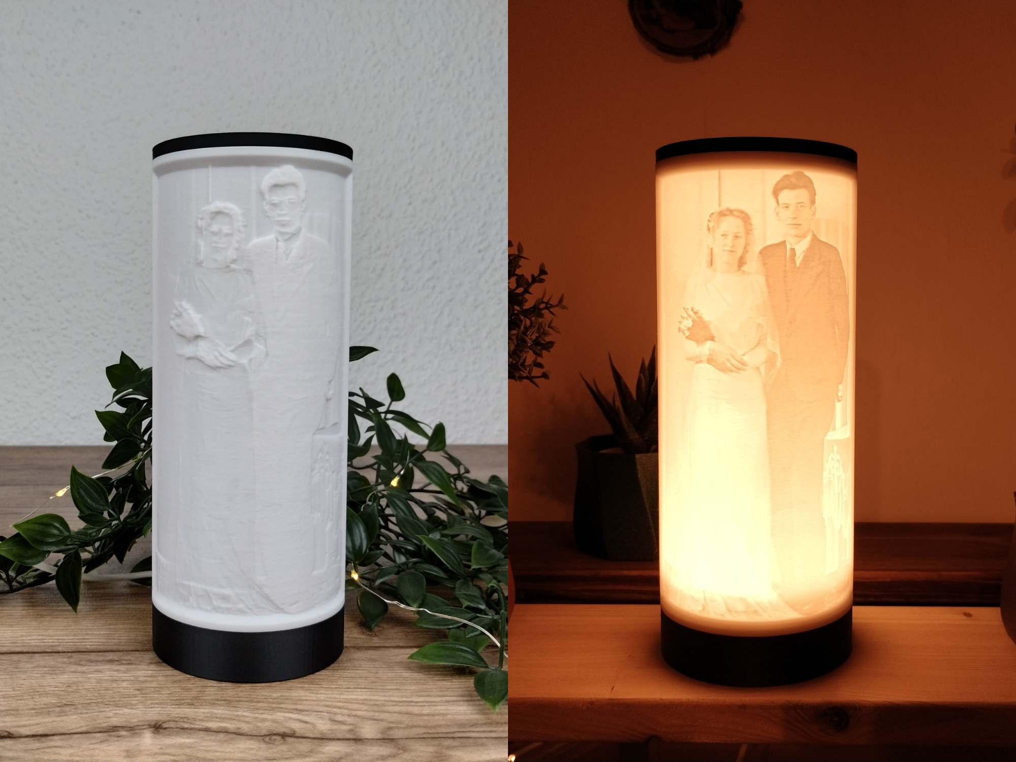 Lithophane Fotoleuchte 21cm mit USB LED Leuchtmittel (1-2 Fotos)