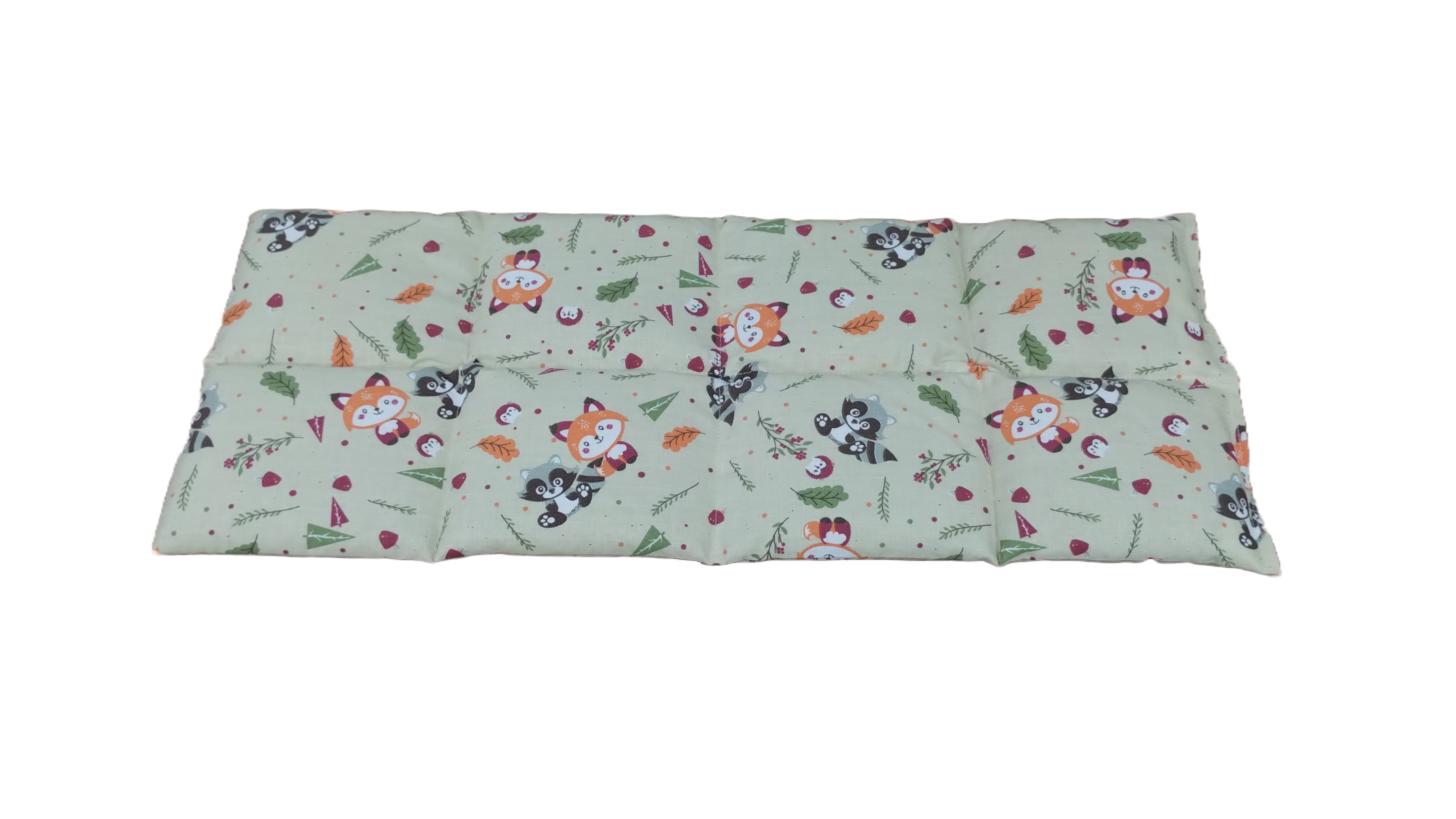 Körnerkissen Fuchs & Waschbär helles Olive/Bunt