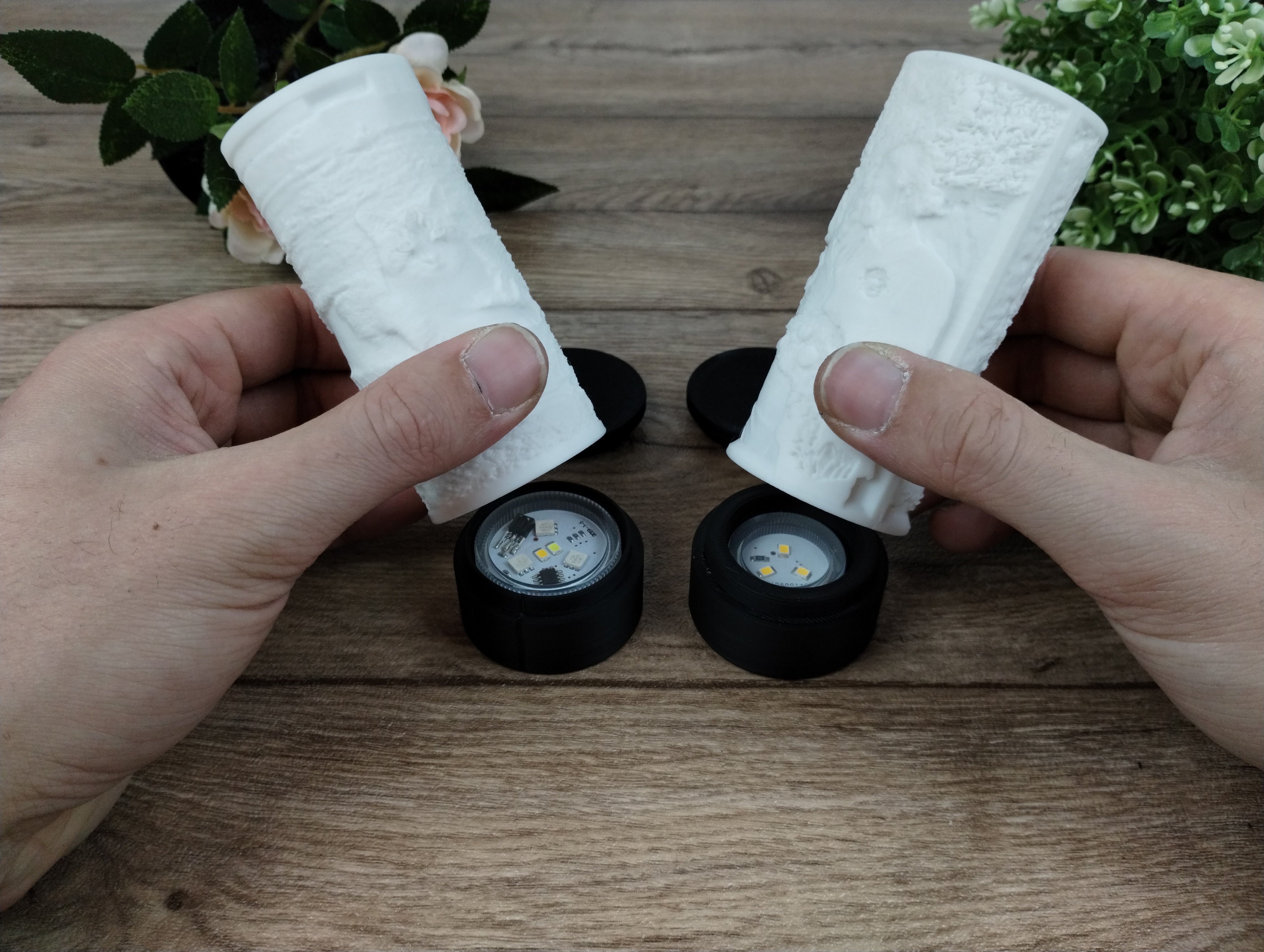 Lithophane Fotoleuchte 12,5cm mit wählbarem LED Leuchtmittel