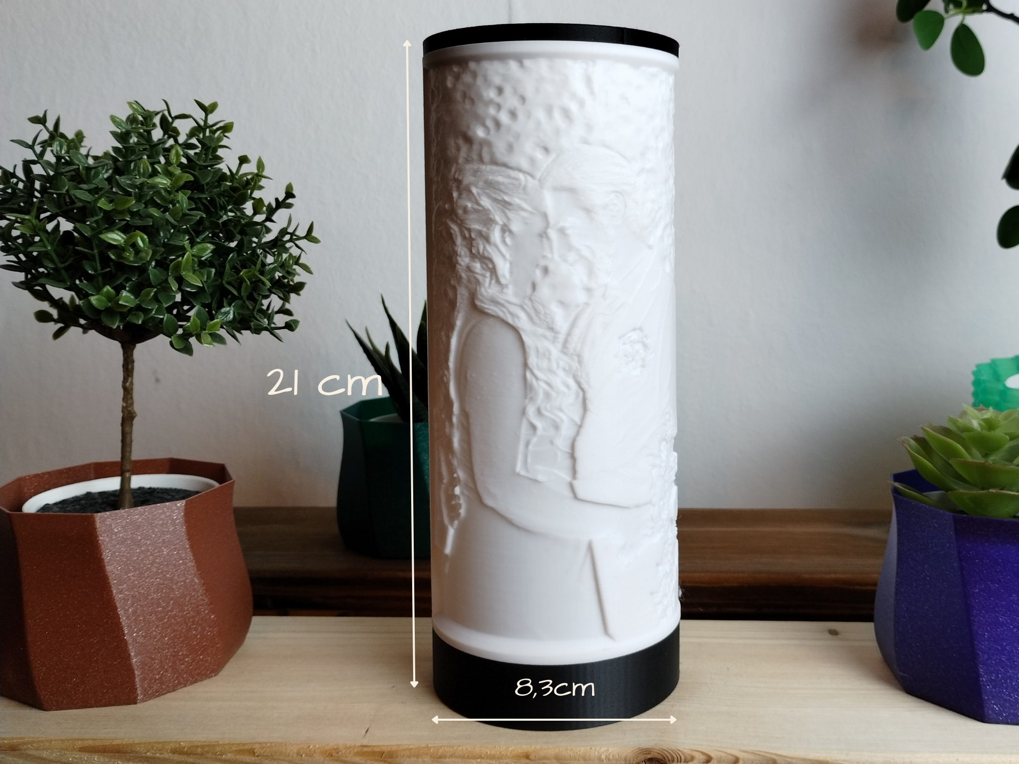 Lithophane Fotoleuchte 21cm mit USB LED Leuchtmittel (1-2 Fotos)