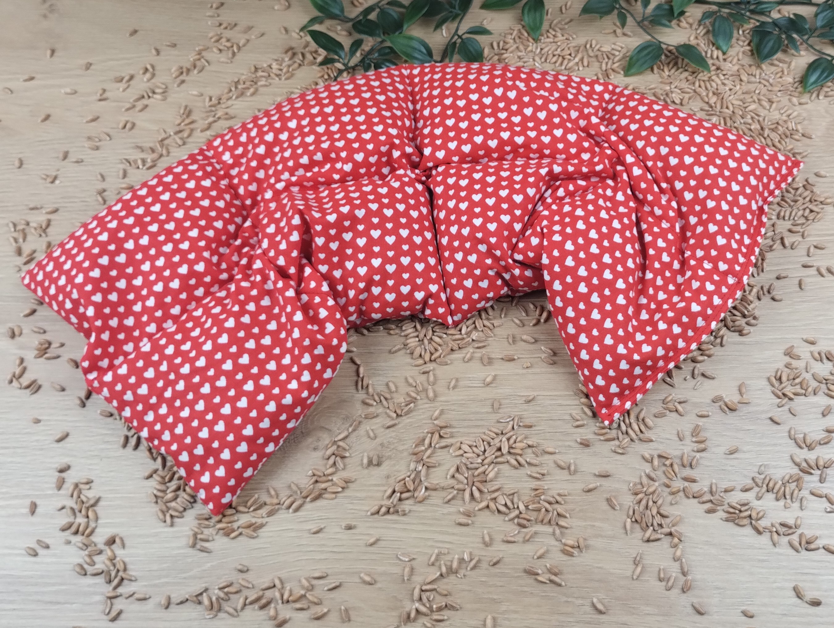 Körnerkissen Herzen Rot/Weiß