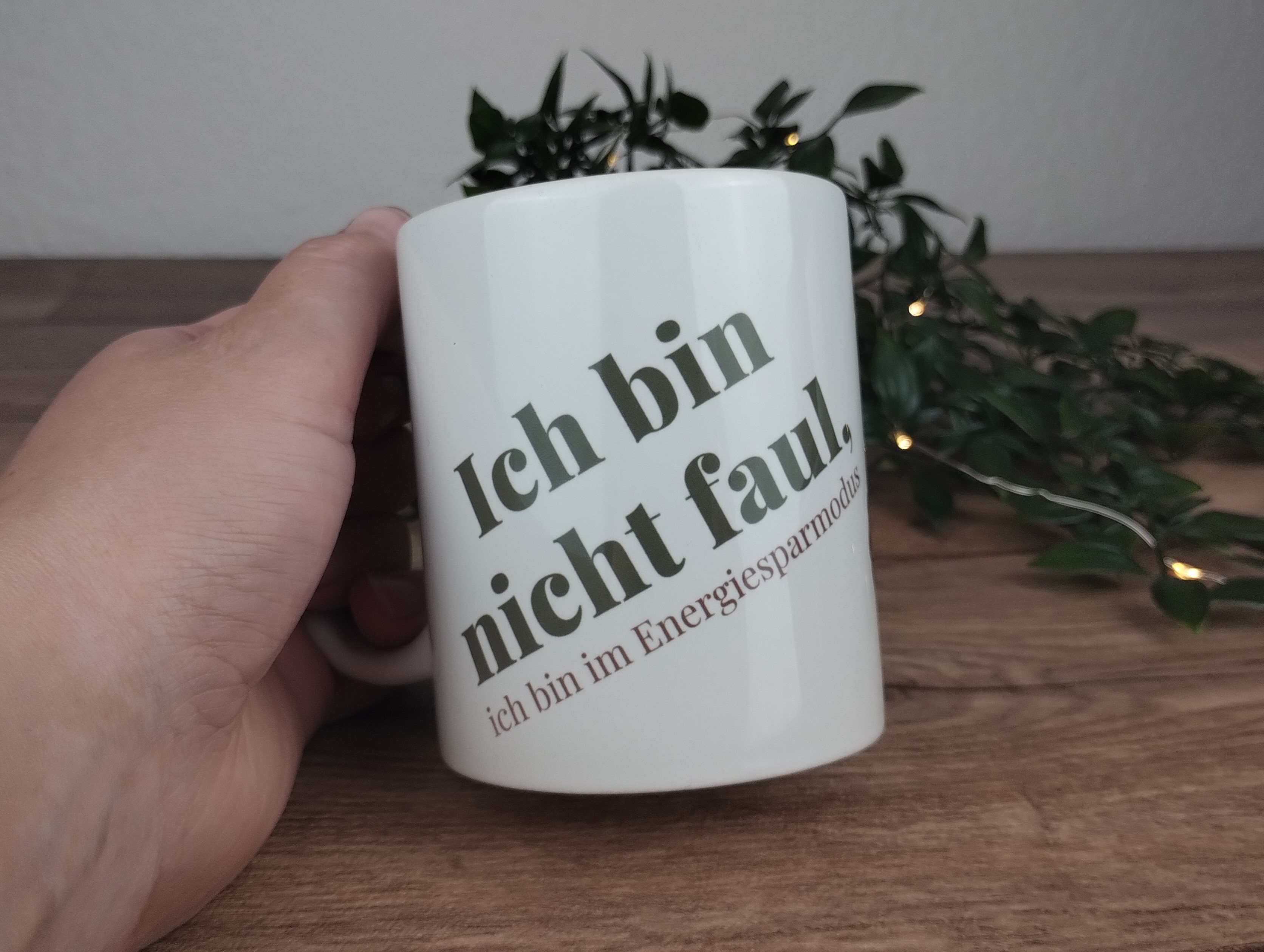 Keramiktasse mit Faultier und Spruch