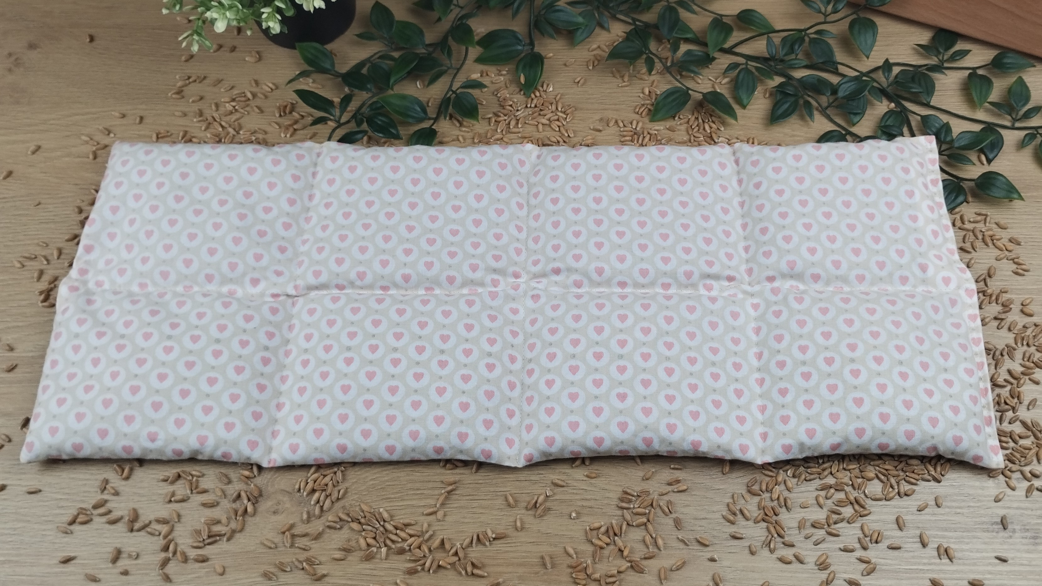 Körnerkissen Herzen im Kreis Beige/Rosé