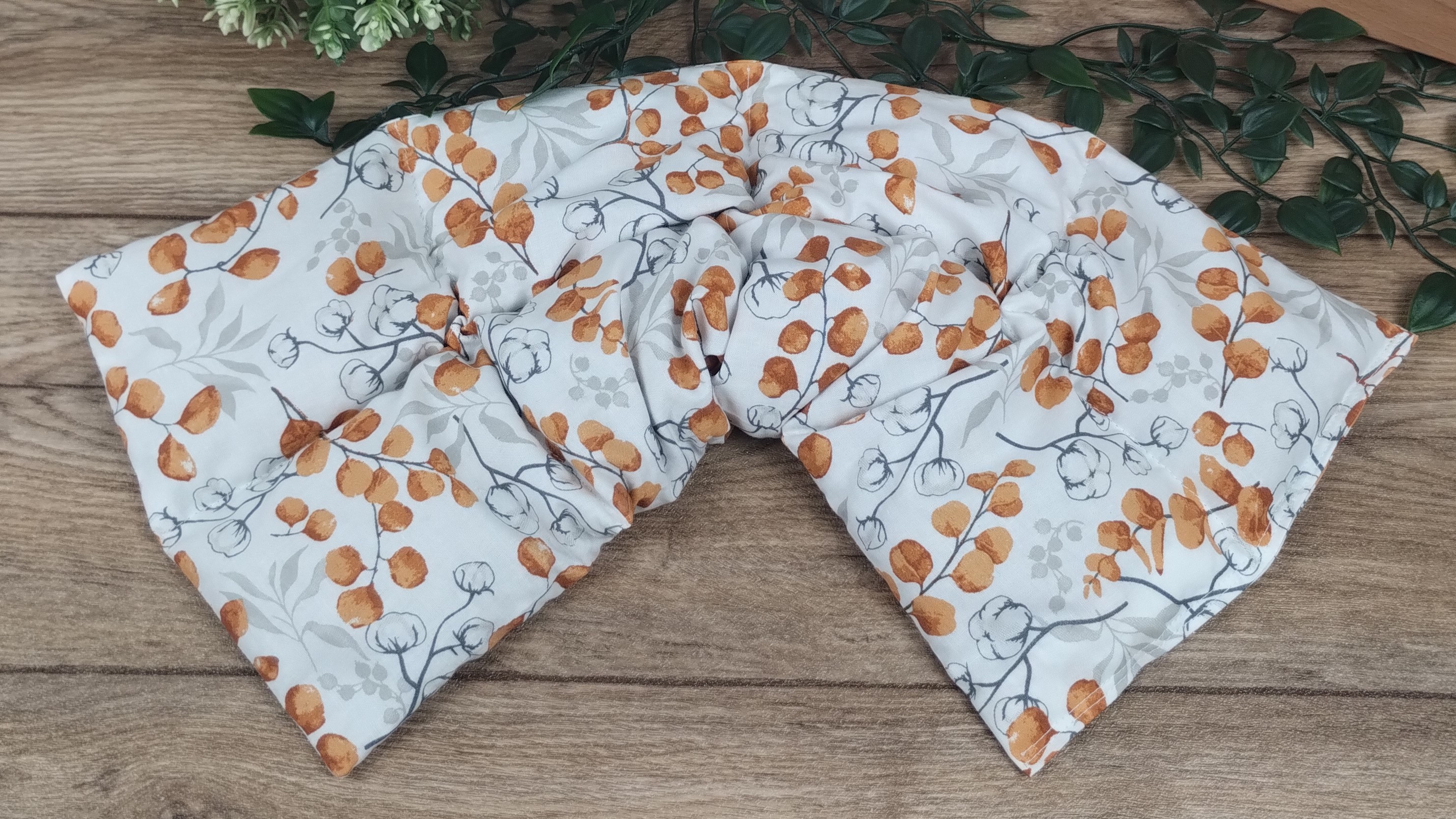 Körnerkissen Eucalyptus Weiß/Orange