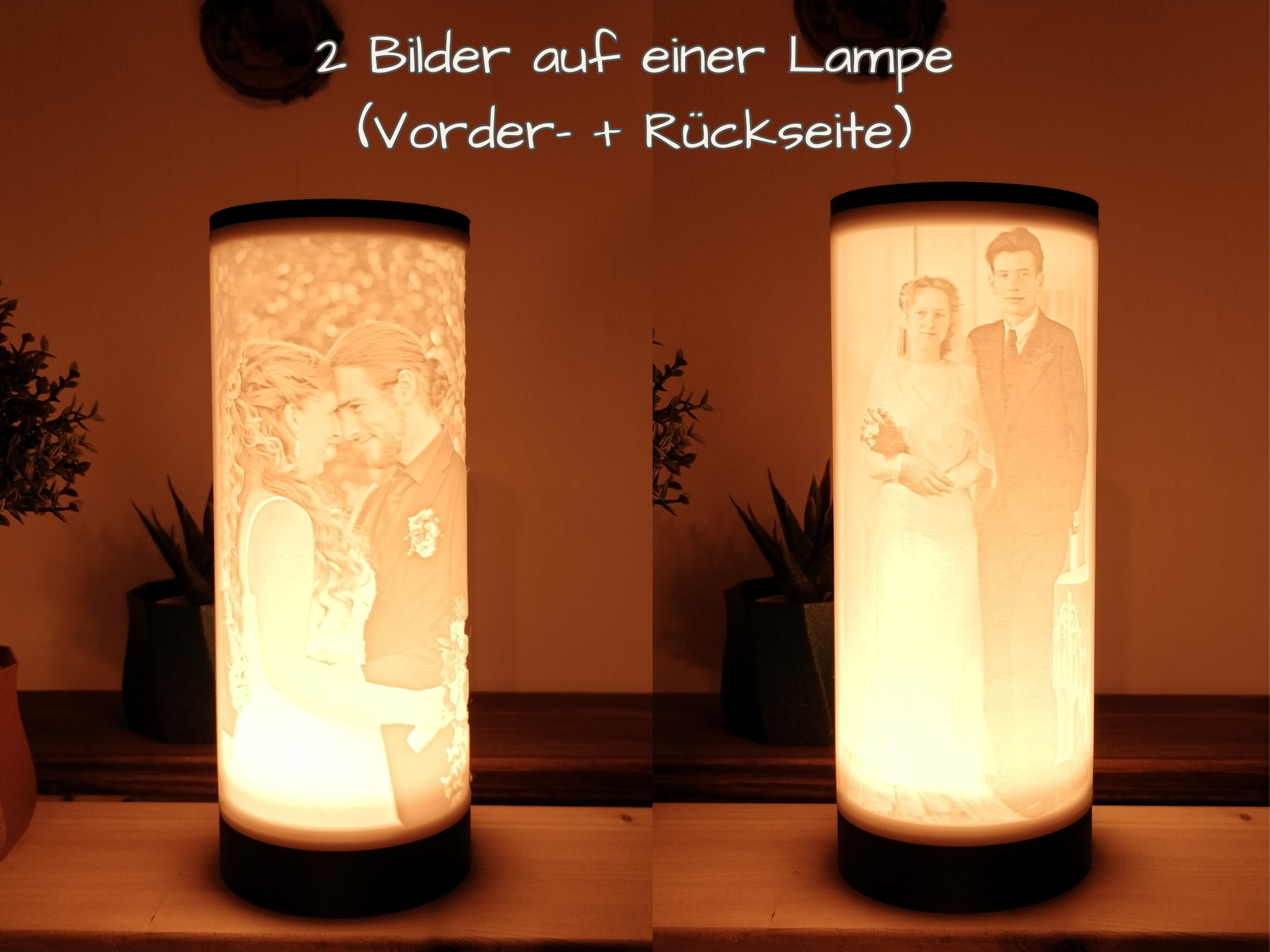 Lithophane Fotoleuchte 21cm mit USB LED Leuchtmittel (1-2 Fotos)