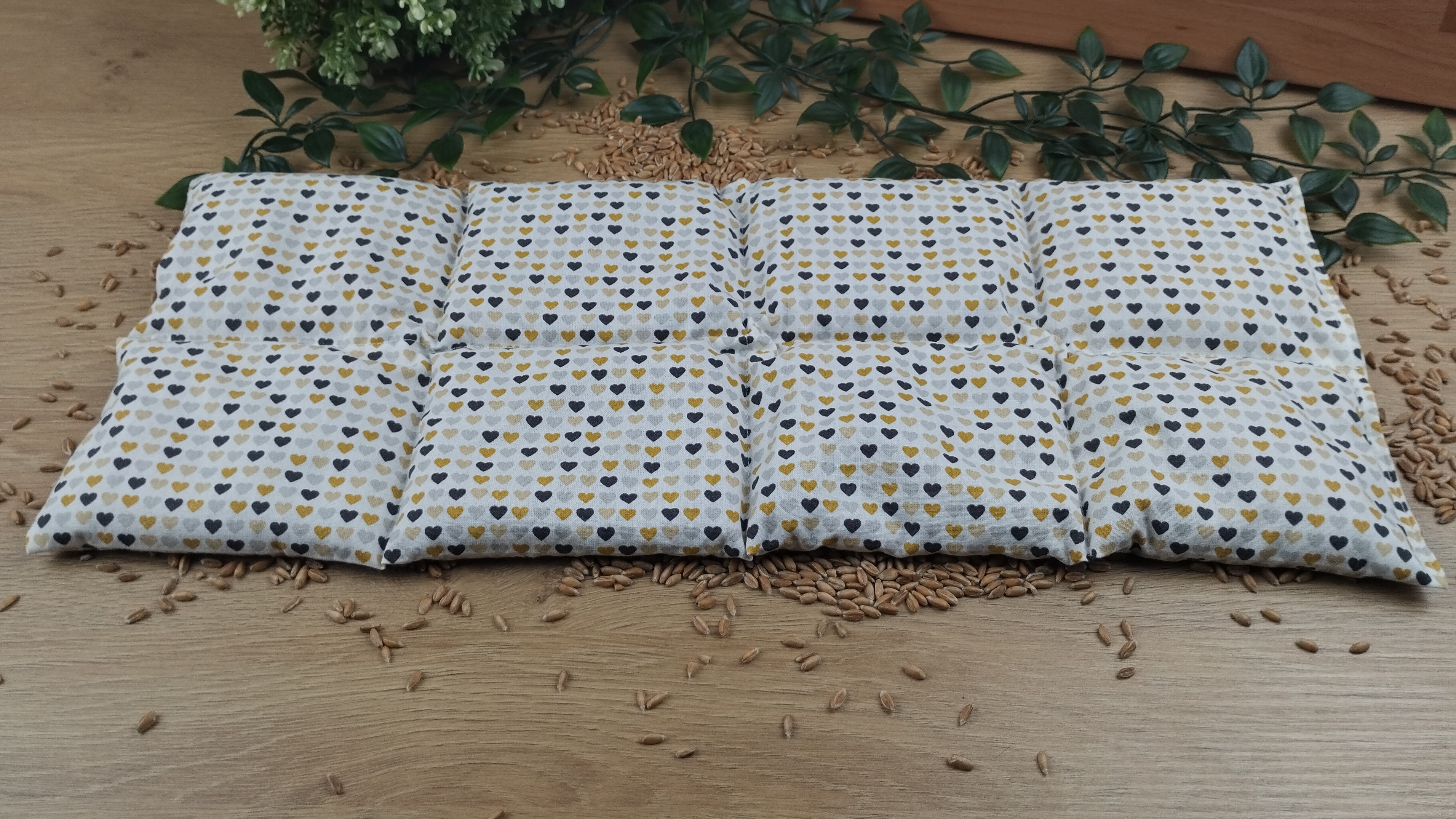 Körnerkissen Herzen Schwarz/Gelb
