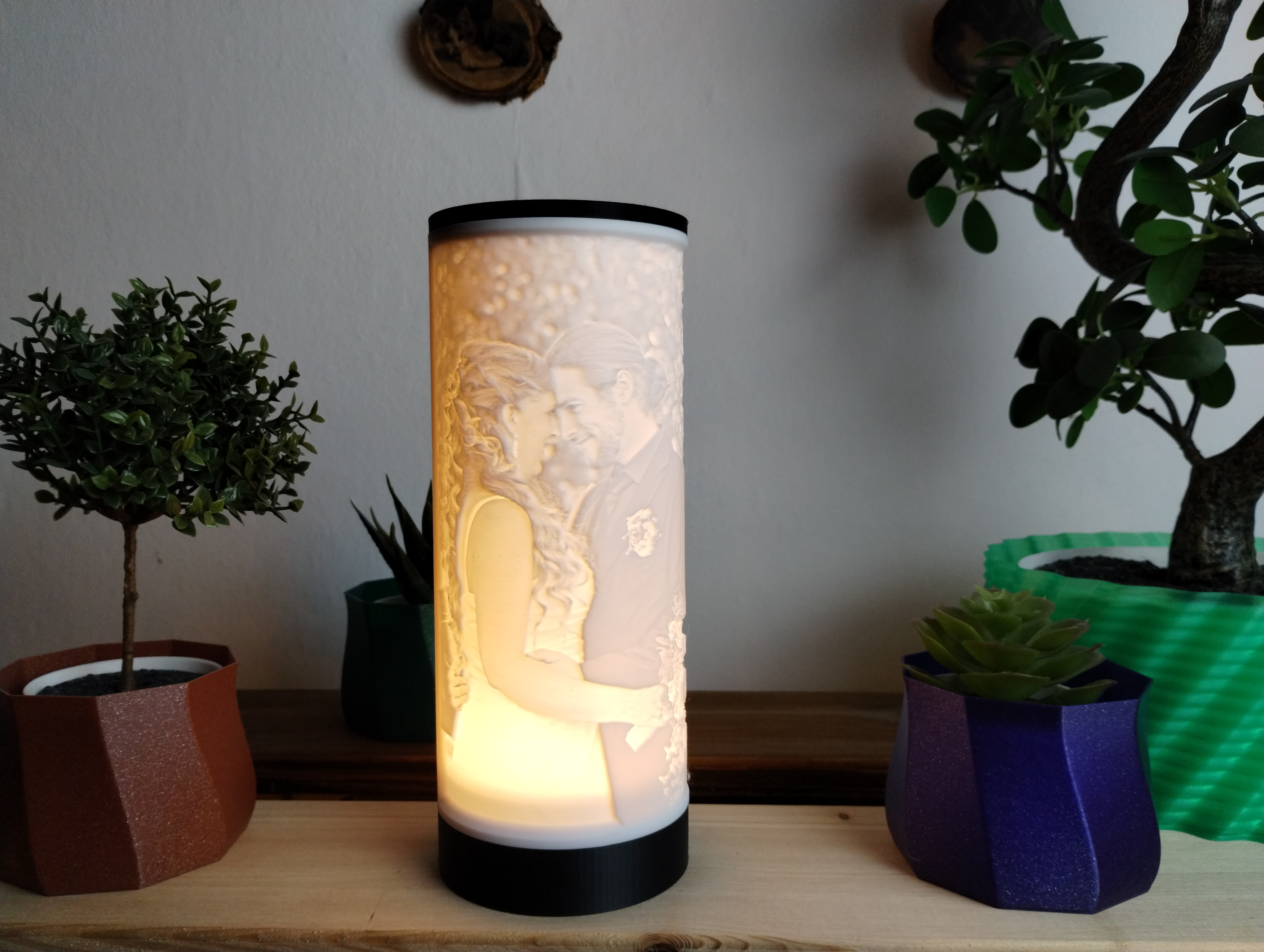 Lithophane Fotoleuchte 21cm mit USB LED Leuchtmittel (1-2 Fotos)